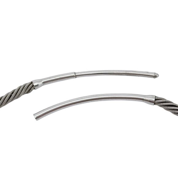 Vintage Twisted Sterling Silver 3.9mm Cable Collar Necklace 17" - Picture 3 of 5